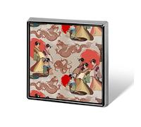 Vintage Japanese and Chinese Traditional Art Girls Dragons Octopus Square Badge Smooth Surface Lapel Tie Pin, Lightweight Badge for Women Men Office Worker Nurse Teacher Student Shirts Backpack