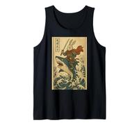 Vintage Japanese Anime Bunny Rabbit Samurai Riding Shark Tank Top