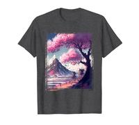 Vintage Japanese Art Sakura Tree Cherry Blossom Flower Tee T-Shirt, Men, Dark Heather Grey, X-Large