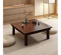 Vintage Japanese Bamboo Folding Coffee Table Low Style for Bedroom Tea Room or Dining Easy No Tools Assembly Brown 70x70x27cm (27.6x27.6x10.6in)