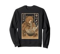 Vintage Japanese Bear Eating Ramen Noodle Retro 70s Art Sweatshirt
