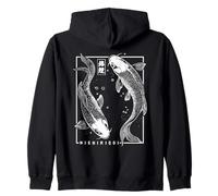 Vintage Japanese Carp Yin And Yang Ukiyo-e Nishikigoi Koi Zip Hoodie
