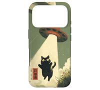 Vintage Japanese Cat Alien Cat Dad UFO Abduction Graphic Tee Case for iPhone 17 Pro
