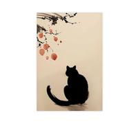 Vintage Japanese Cat Canvas Poster Wall Art Decor Print Picture Paintings for Living Room Bedroom Decoration 20x30inch(50x75cm)