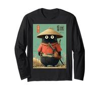 Vintage Japanese Cat Samurai Sumi-e Traveler Warrior Anime Long Sleeve T-Shirt