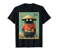 Vintage Japanese Cat Samurai Sumi-e Traveler Warrior Anime T-Shirt