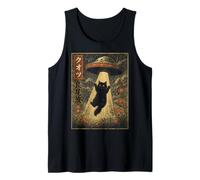 Vintage Japanese Cat UFO Abduction Ukiyo-e Alien Cat Tank Top