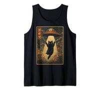Vintage Japanese Cat UFO Abduction Ukiyo-e Alien Cat Tank Top
