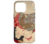 Vintage Japanese Cat White Kitten Floral Kimono Oriental Art Case for iPhone 16 Pro