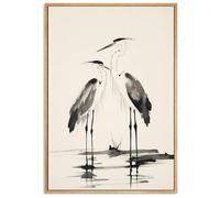 Vintage Japanese Crane Wall Art Watercolor Animal Aesthetic Prints Vintage Modern Heron Bird Painting Minimalist Crane Animal Wall Art Black and White Egret Japanese Bird Print Poster 16x24in No Frame