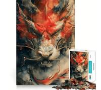 Vintage Japanese Dragon Jigsaw Puzzle1000 Pieces Mind Train Fun Clean Cut Sturdy Components Captivating Leisure for Cozy Indoors (38x26cm)
