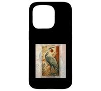 Vintage Japanese Fine Art Crane Bamboo and Iris Japan Case for iPhone 15 Pro