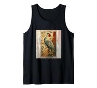 Vintage Japanese Fine Art Crane Bamboo and Iris Japan Tank Top
