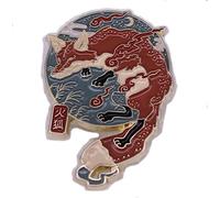 Vintage Japanese Firefox Japan Fire Fox Spirit Ukiyoe Woodblock Art Mythology 1.2" Enamel Pin