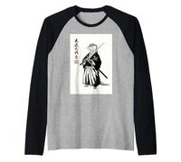 Vintage Japanese Ink Wash Art Martial Arts River Otter Raglan Baseball Tee