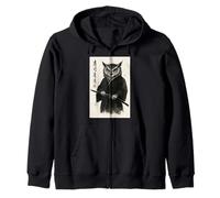 Vintage Japanese Ink Wash Art Martial Arts River Otter Zip Hoodie