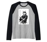 Vintage Japanese Ink Wash Art Martial Arts Samurai Husky Raglan Baseball Tee