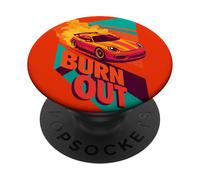 Vintage Japanese JDM Burn Out Japan Drift Race Car Graphic PopSockets Adhesive PopGrip