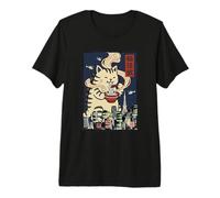 Vintage Japanese Kaiju Ramen Monster Cool-Looking Cat Art Premium T-Shirt
