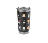 Vintage Japanese Kawaii Coffee Menu Cool-Looking Cat Art Stainless Steel Insulated Tumbler