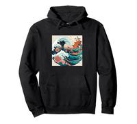 Vintage Japanese Koi Fish Wave Floral Art Lover Gift Pullover Hoodie