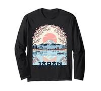 Vintage Japanese Mount Fuji Cherry Blossom Landscape Long Sleeve T-Shirt