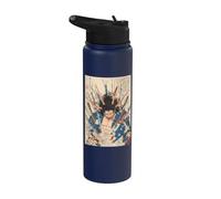 Vintage Japanese Oni Warrior Ukiyo-E Horror Newspaper Stainless Steel Insulated Water Bottle