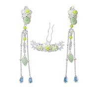 Vintage Japanese Pearl Flowers Tassels Hairpin Hair Clip Set - Geisha Kimono Costume Accessory for Women Hair Chignon Kanzashi