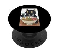 Vintage Japanese Ramen Cat Eating Noodles Anime Style Art PopSockets Adhesive PopGrip