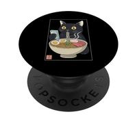 Vintage Japanese Ramen Cat Eating Noodles Anime Style Art PopSockets Adhesive PopGrip