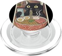 Vintage Japanese Ramen Cat Eating Noodles Anime Style Art PopSockets PopGrip for MagSafe