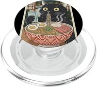 Vintage Japanese Ramen Cat Eating Noodles Anime Style Art PopSockets PopGrip for MagSafe