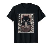 Vintage Japanese Ramen Noodle Kitten Anime Graphic T-Shirt