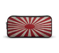 Vintage Japanese Rising Sun Flag Print Pencil Pouch Cute Pen Case with Zippered Aesthetic Makeup Bag