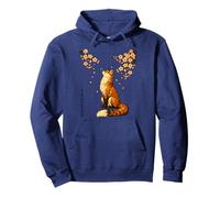 Vintage Japanese Sakura Red Kitsune Fox With Butterfly Haiku Pullover Hoodie