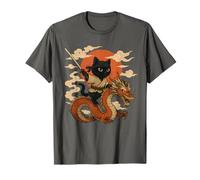 Vintage Japanese Samurai Cat Ninja Dragon Kawaii Anime Lover T-Shirt