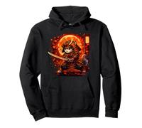 Vintage Japanese Samurai Ninja Cat Tattoo Kawaii Pullover Hoodie