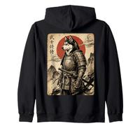 Vintage Japanese Samurai Siberian Husky Katana Warrior Dog Zip Hoodie