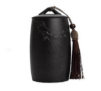Vintage Japanese Style Ceramic Tea Caddy Sealed Storage Jar with Lid (Nero Black) Ideal for Loose Tea Coffee Stylish Airtight Container for Pantry Home Decor