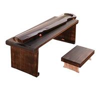 Vintage Japanese Style Guqin Table with Stool Folding Low Table for Tea Ceremony and Floor Seating (Brown 110x40x37cm)