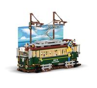 Vintage Japanese-Style Train Building Set with Ocean View Panel, 1935PCS Retro Nostalgic Streetcar Model, Collectible Tram Building Bricks Kit for Adults, Ideas Gifts for Anime & Vehicle Enthusiasts