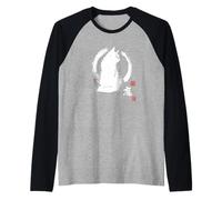 Vintage Japanese Sumi-e Enso Circle Cool-Looking Cat Art Raglan Baseball Tee
