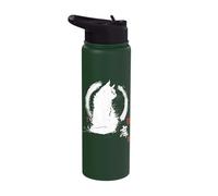 Vintage Japanese Sumi-e Enso Circle Cool-Looking Cat Art Stainless Steel Insulated Water Bottle