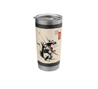 Vintage Japanese Sumi-e Samurai Squirrel Warrior Art Stainless Steel Insulated Tumbler
