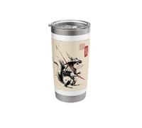 Vintage Japanese Sumi-e Samurai Squirrel Warrior Art Stainless Steel Insulated Tumbler