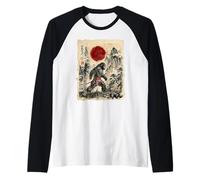 Vintage Japanese Sumi-e Sasquatch Samurai Cryptid Art Raglan Baseball Tee