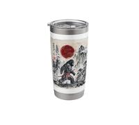 Vintage Japanese Sumi-e Sasquatch Samurai Cryptid Art Stainless Steel Insulated Tumbler
