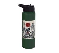 Vintage Japanese Sumi-e Sasquatch Samurai Cryptid Art Stainless Steel Insulated Water Bottle