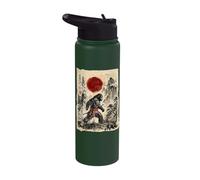 Vintage Japanese Sumi-e Sasquatch Samurai Cryptid Art Stainless Steel Insulated Water Bottle