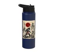 Vintage Japanese Sumi-e Sasquatch Samurai Cryptid Art Stainless Steel Insulated Water Bottle